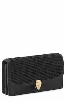 Helen Kaminski Adelia Raffia Trim Leather Wallet