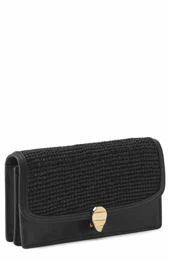 Helen Kaminski Adelia Raffia Trim Leather Wallet