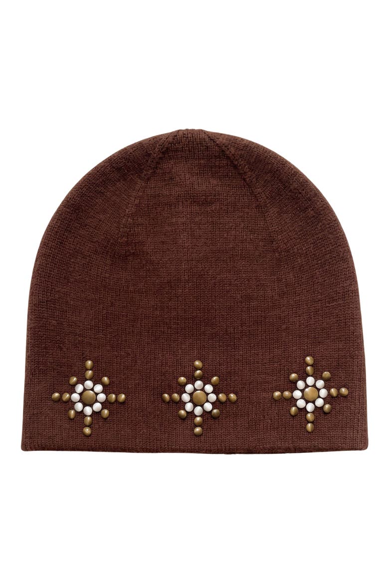 Rustic Stud Beanie, Main, color, BROWN