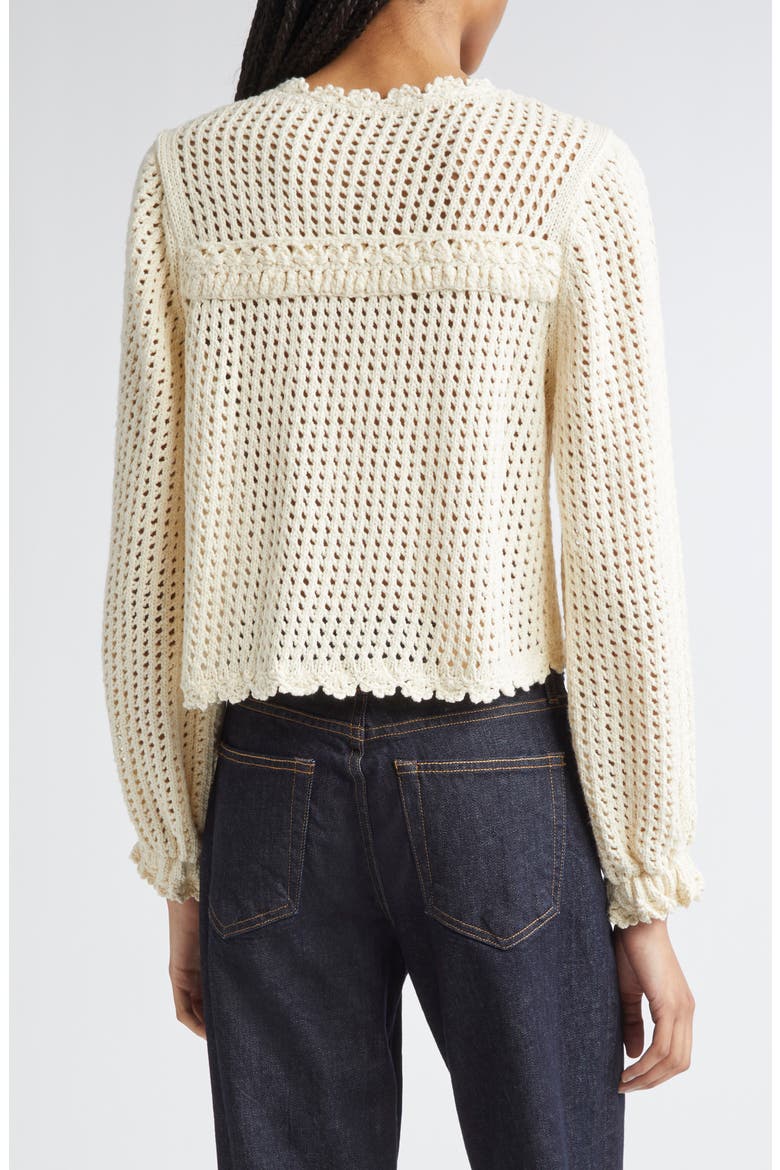 Ione Open Stitch Crop Cardigan, Alternate, color, IVORY