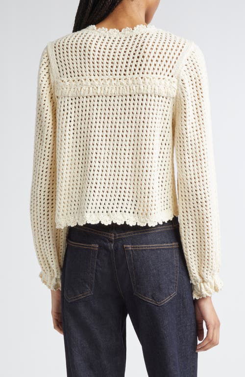 Cinq À Sept Ione Open Stitch Crop Cardigan In White