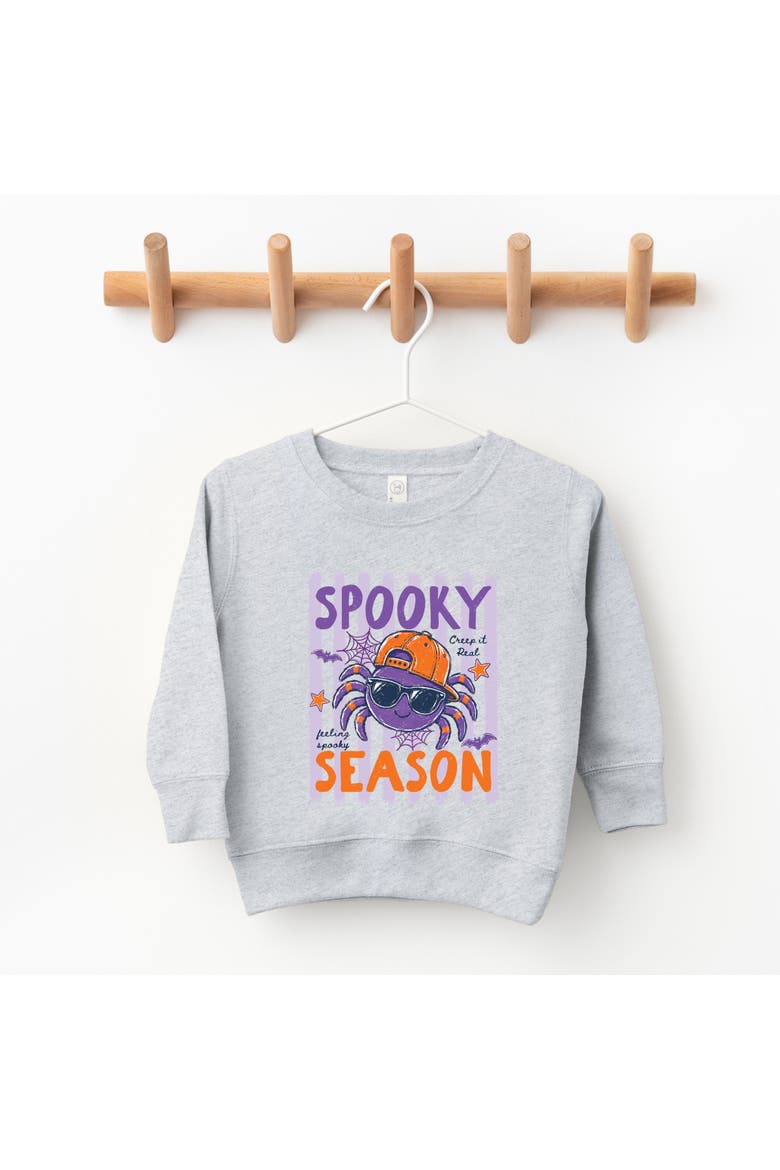 Spooky Season Spider Stripes Toddler Graphic Sweatshirt, Alternate, color, Heather Grey
