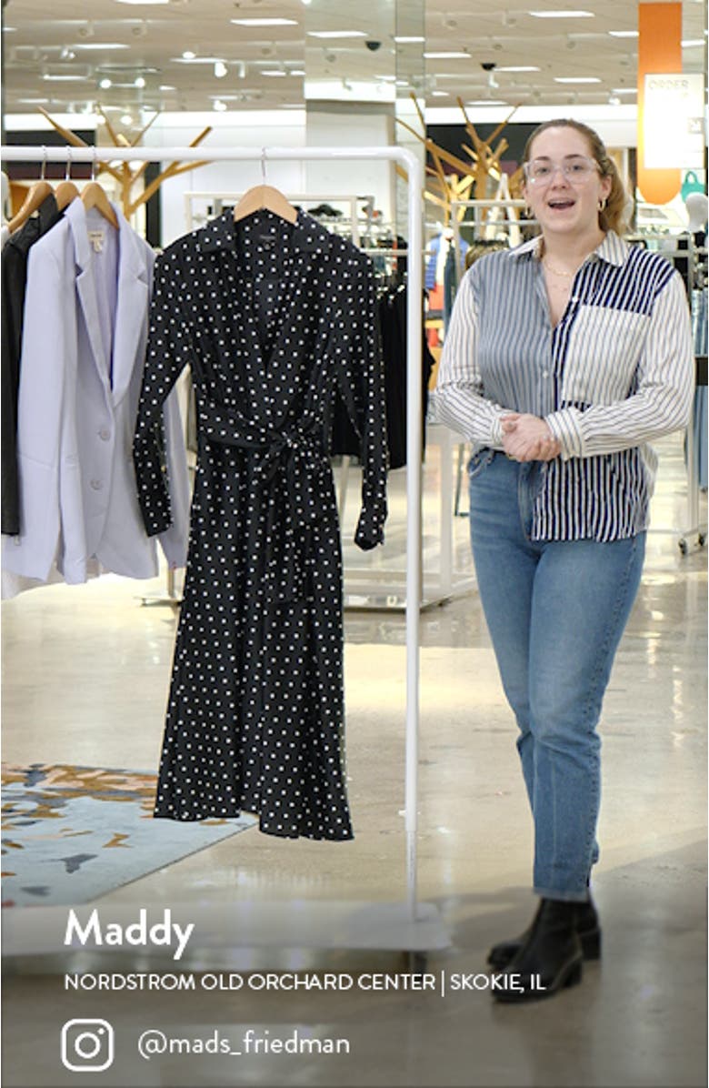 Polka Dot Hammered Satin Faux Wrap Dress, sales video thumbnail