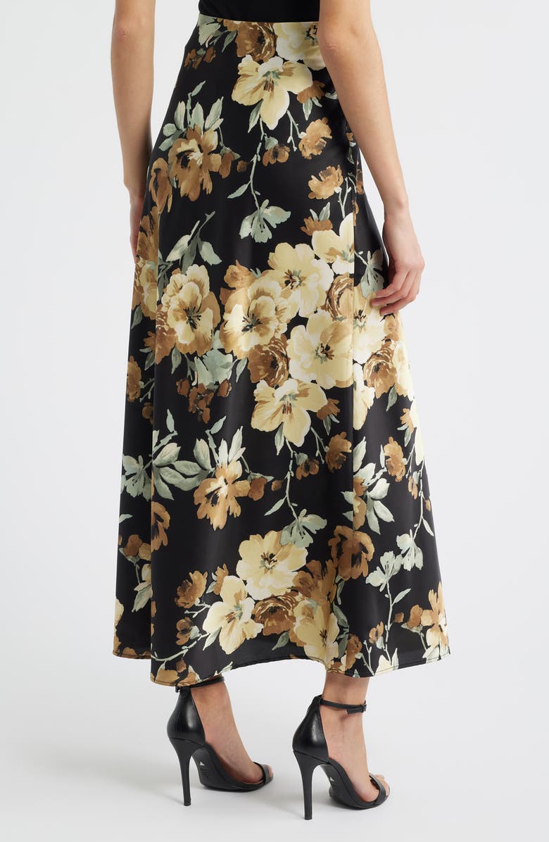 Anne Klein Floral Print Maxi Skirt, Alternate, color, Anne Black Multi