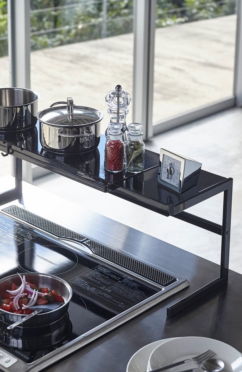 Yamazaki Expandable Countertop Shelf, Alternate, color, Black