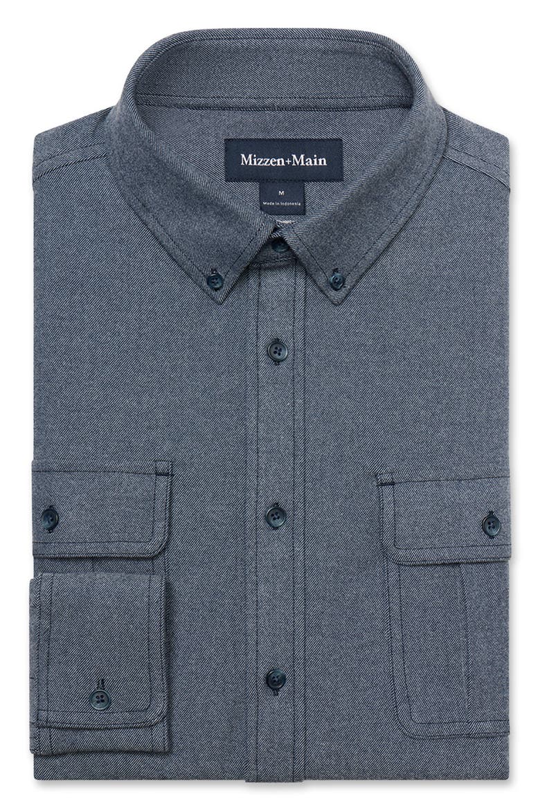 Upstate Twill Flannel Button Down Shirt, Alternate, color, NAVY PERCY TWILL