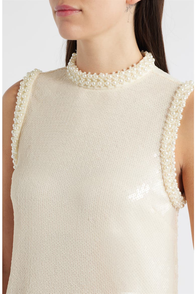Sadie Sequin & Beaded Sweater Minidress, Alternate, color, PORCELAIN CREAM