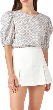 English Factory Floral Print Puff Sleeve Top