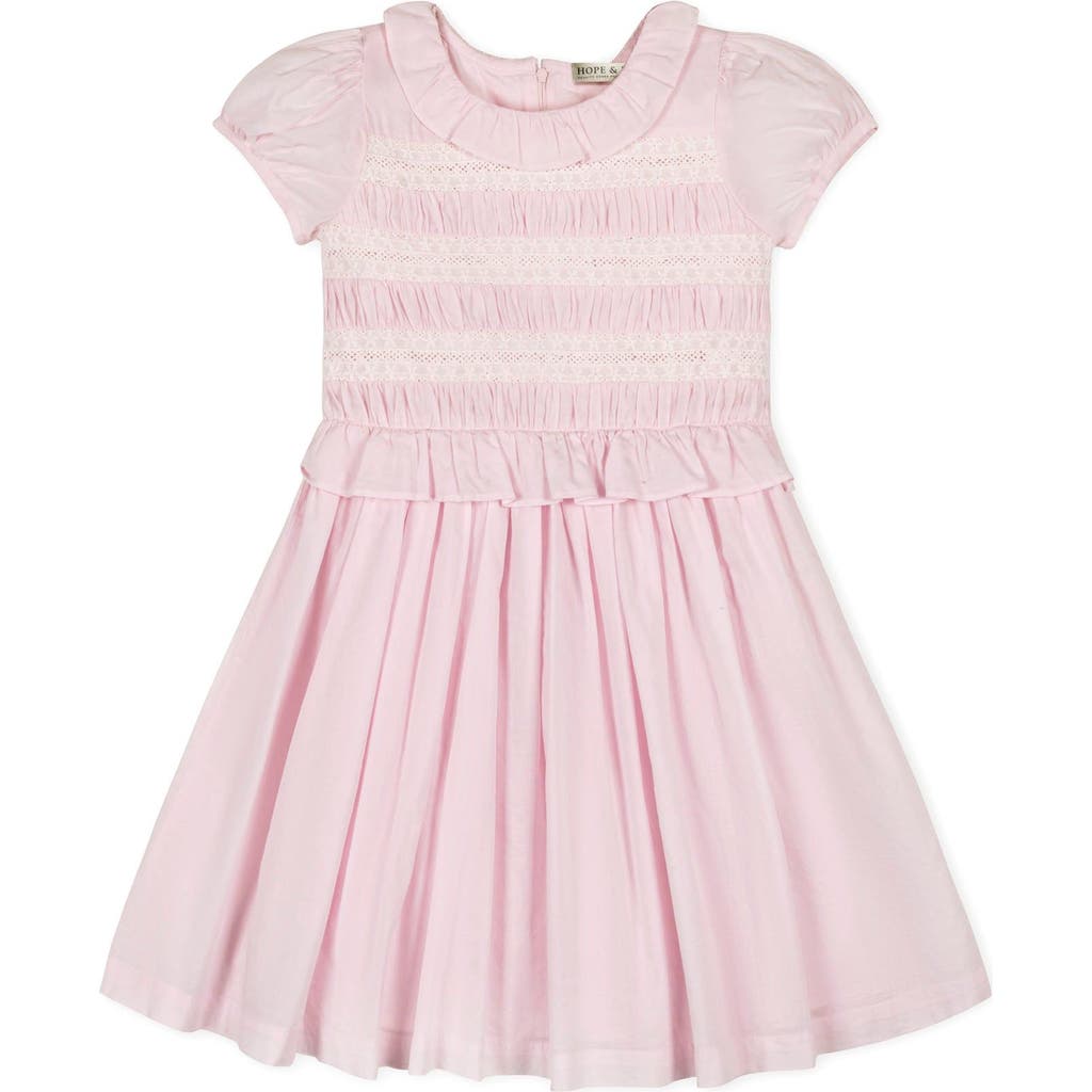 Shop Hope & Henry Girls' Organic Puff Sleeve Smocked Party Dress, Kids In Pale Pink
