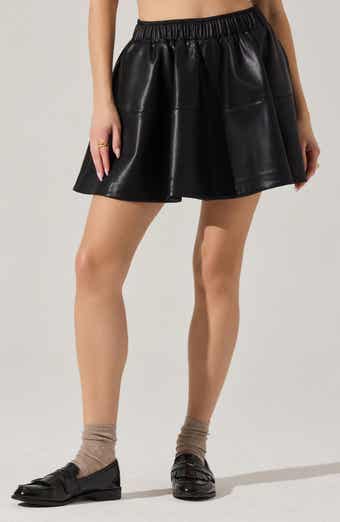 ASTR the Label Chelsey Flare Faux Leather Miniskirt