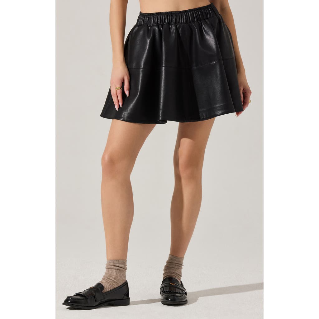 Astr The Label Chelsey Flare Faux Leather Miniskirt In Black