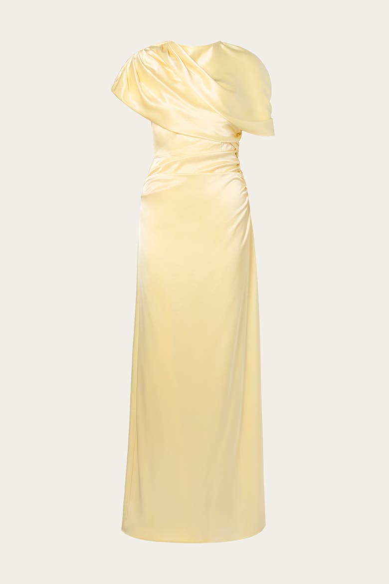 Cassia Draped Fitted Maxi Dress, Alternate, color, Light Lemon
