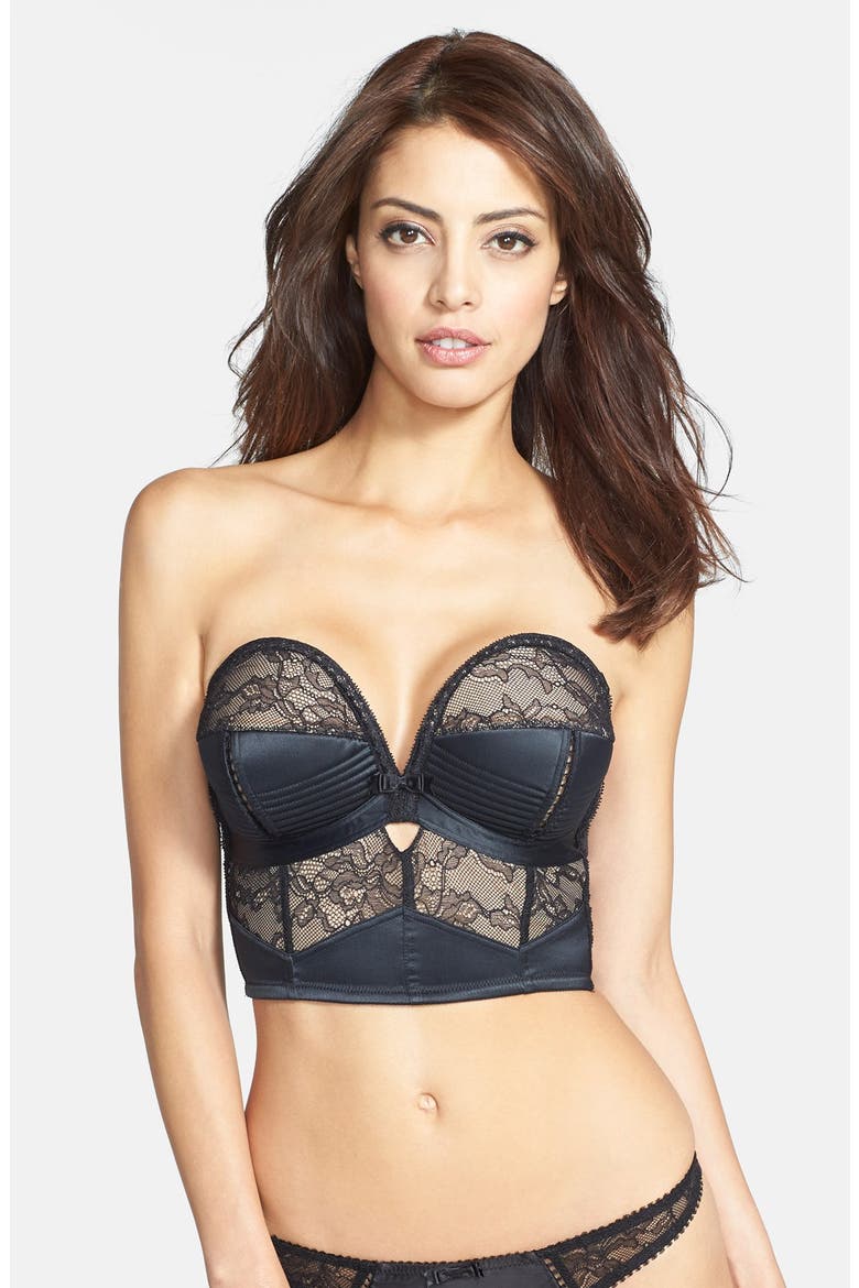 'Her Sexellency' Overwire Longline Bra, Main, color, BLACK