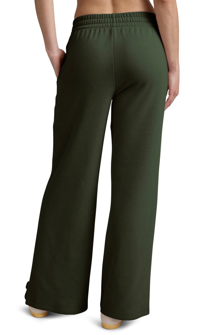 LuxeFleece Side Slit Wide Leg Pants, Alternate, color, DARK OLIVE
