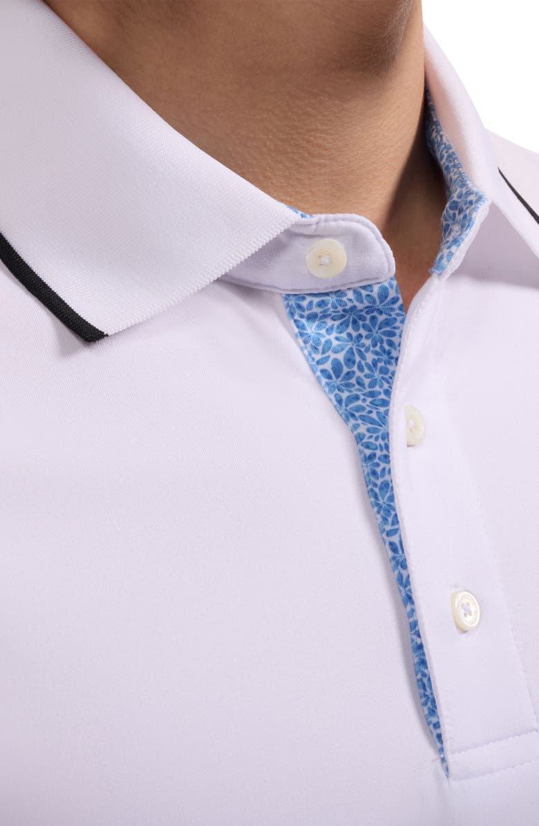 Bugatchi Performance Tipped Polo, Alternate, color, White