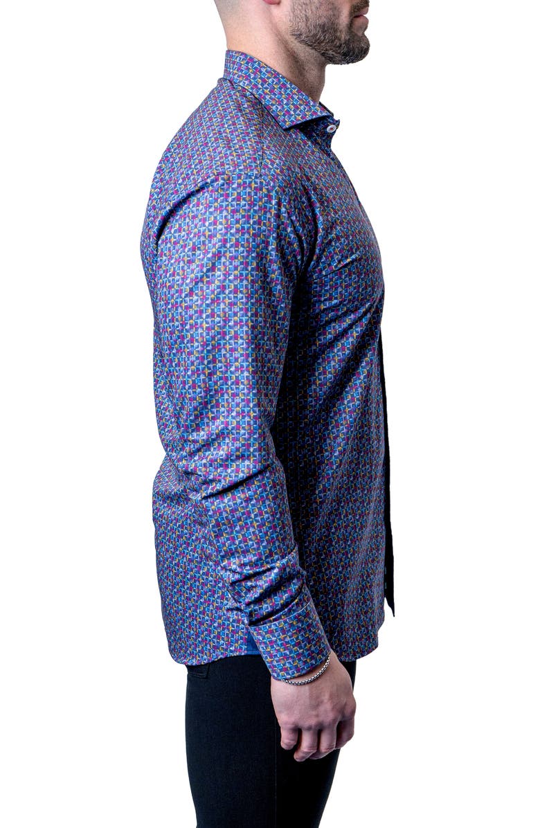 Maceoo Einstein Check Mate Contemporary Fit Button-Up Shirt, Alternate, color, Blue Multi