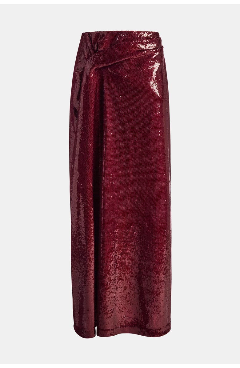 KATE BARTON Sequin Draped Maxi Skirt, Alternate, color, Burgundy