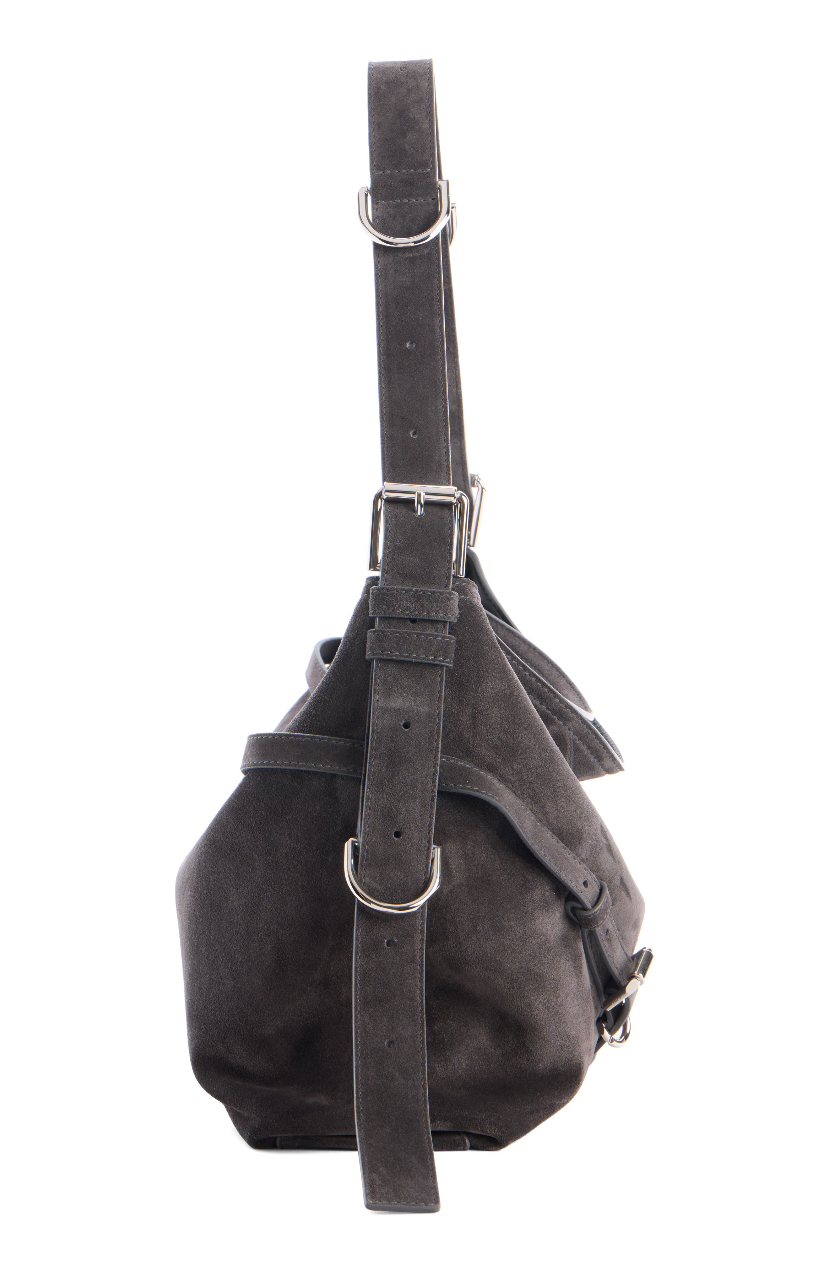Givenchy Large Voyou Suede Shoulder Bag, Alternate, color, 001-Black