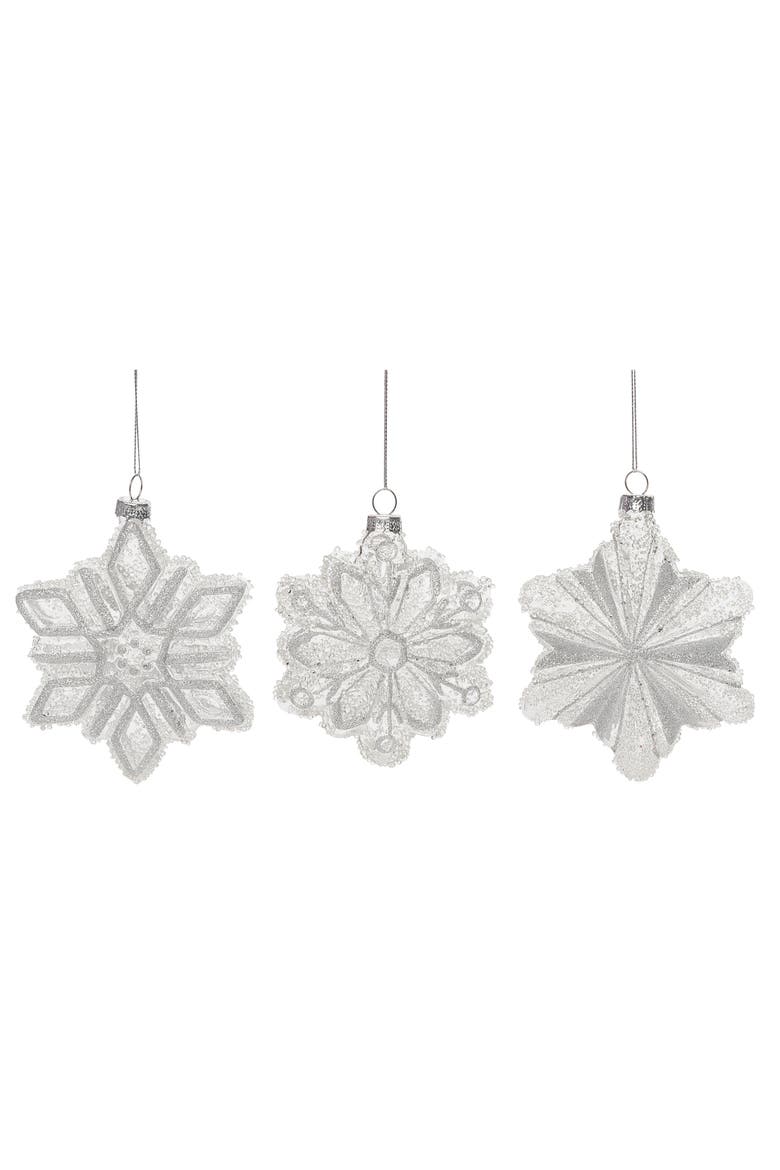 Clear Christmas Snowflake Ornament Set of 3, Main, color, Clear