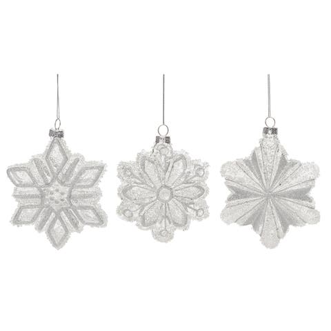 Clear Christmas Snowflake Ornament Set of 3
