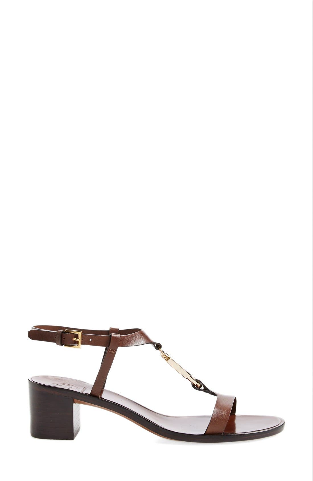 Tory Burch 'Padlock' Leather Sandal, Alternate, color, 