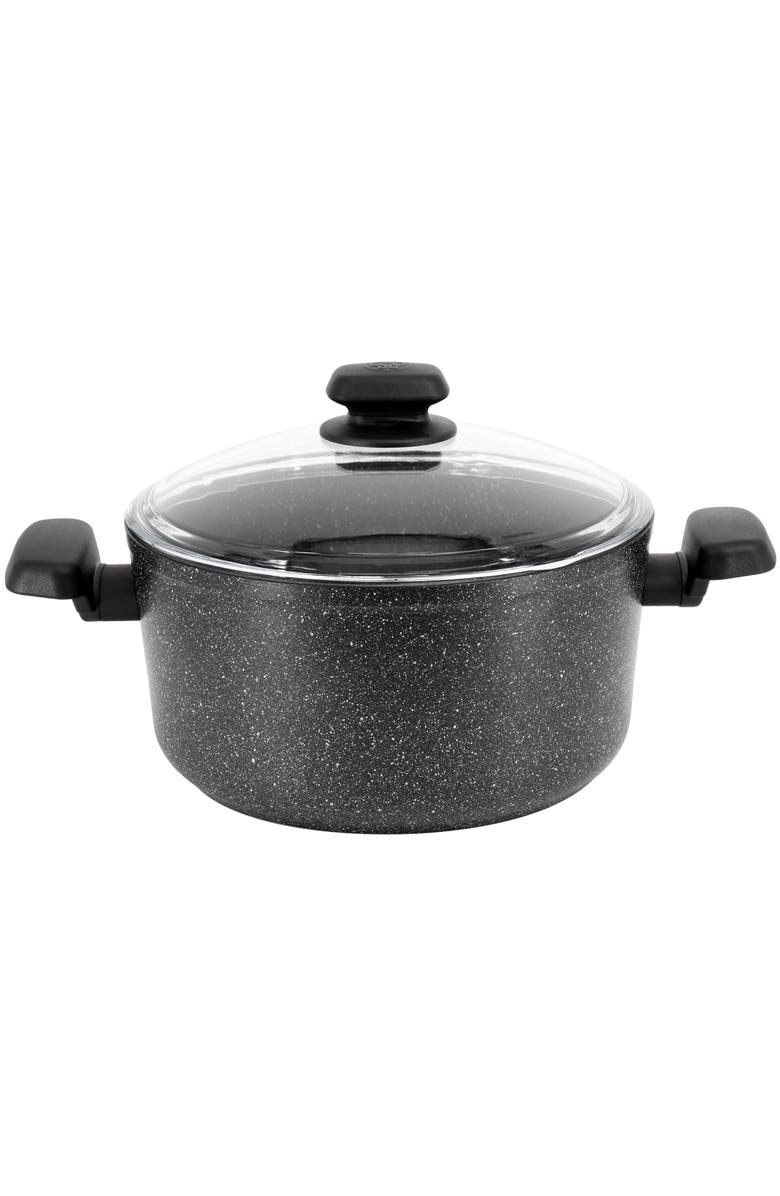 Korkmaz Ornella Non Stick 11 Inch 8 Liter Casserole with Lid, Main, color, Black