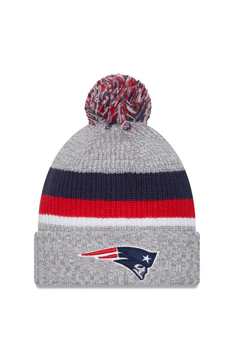 New Era Men's New Era Heather Gray New England Patriots Cuffed Knit Hat with Pom, Main, color, Heather Gray