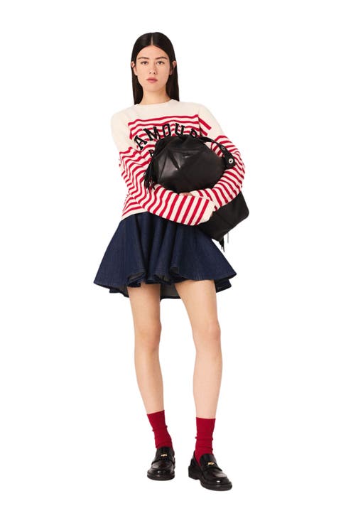 Striped rib knit sweater