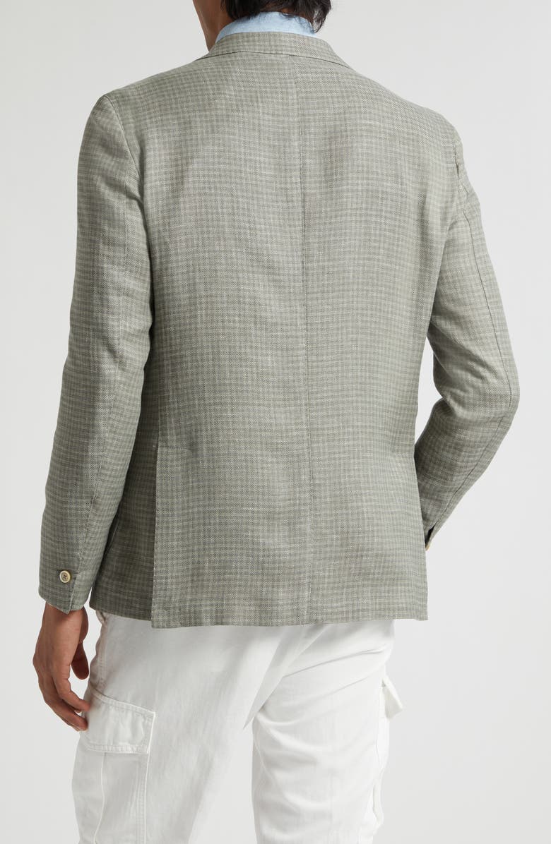 Eleventy Check Linen & Wool Blend Sport Coat, Alternate, color, 07 Military Green