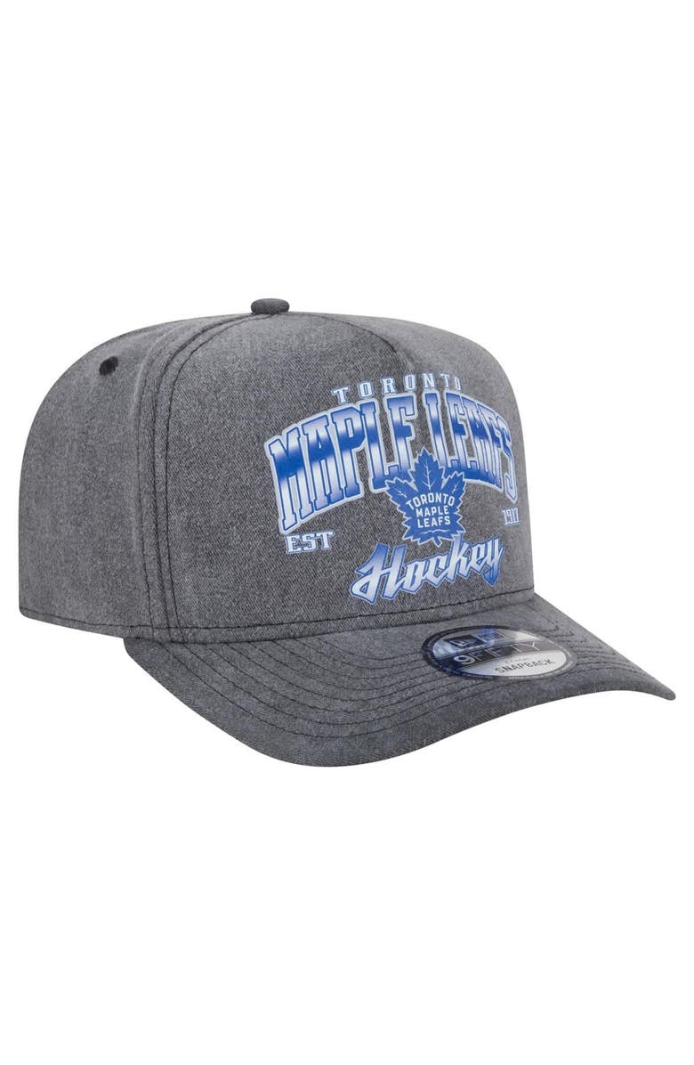 New Era Men's New Era Charcoal Toronto Maple Leafs Throwback Washed A-Frame Pre-Curved 9FIFTY Snapback Hat, Alternate, color,