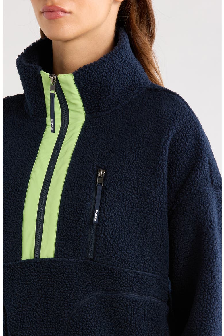 Reese Half-Zip Fleece Pullover, Alternate, color, INDIGO/ LIMEADE