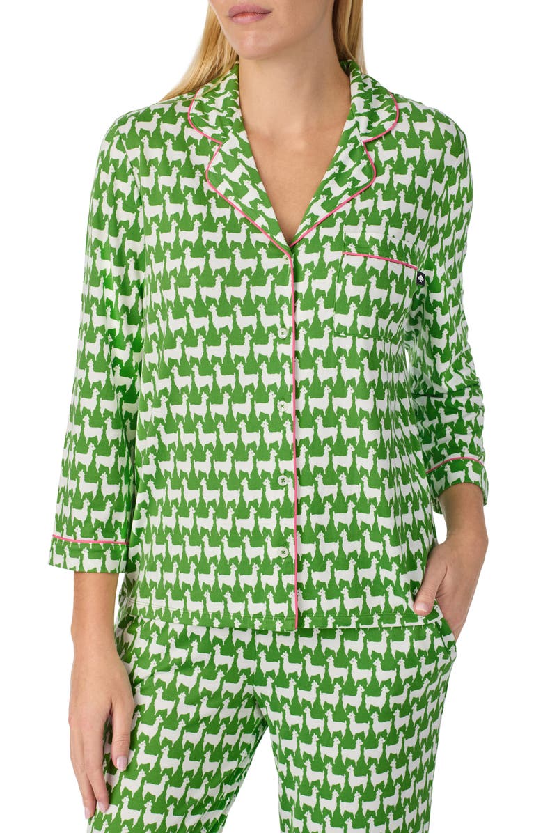 Kate Spade New York print pajamas, Alternate, color, Green Print