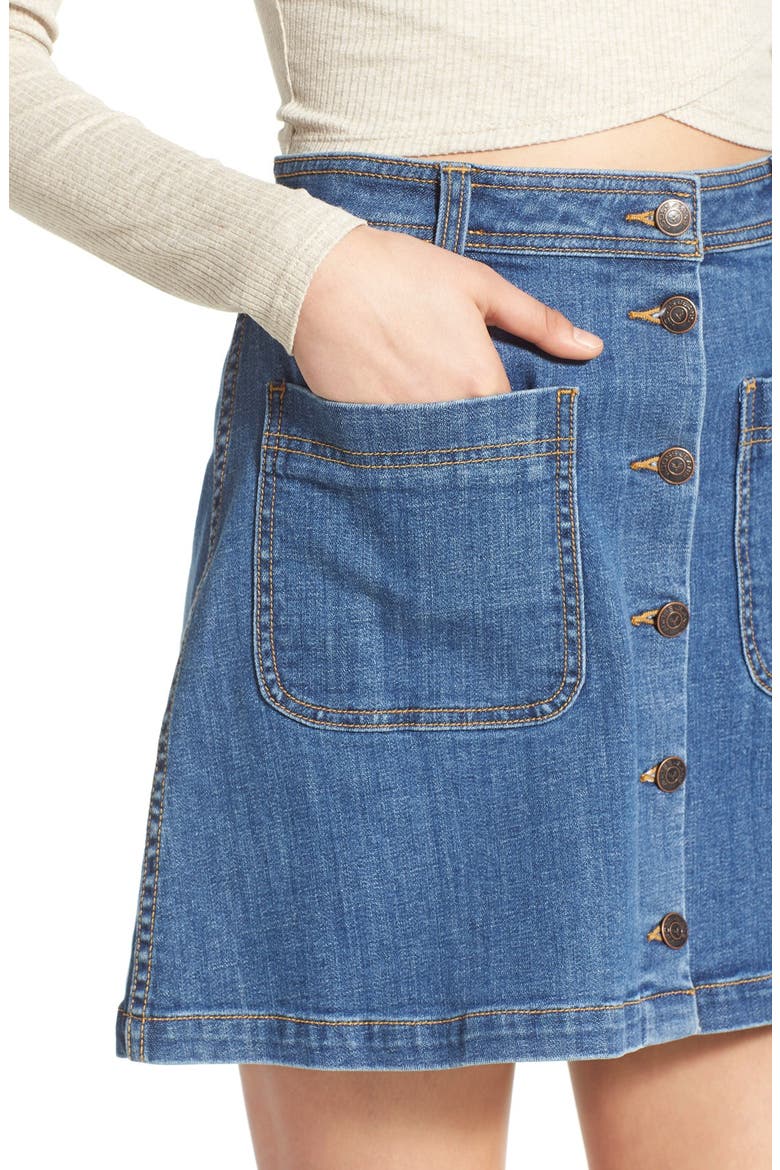 'James' Patch Pocket Skirt, Alternate, color, MEDIUM WASH
