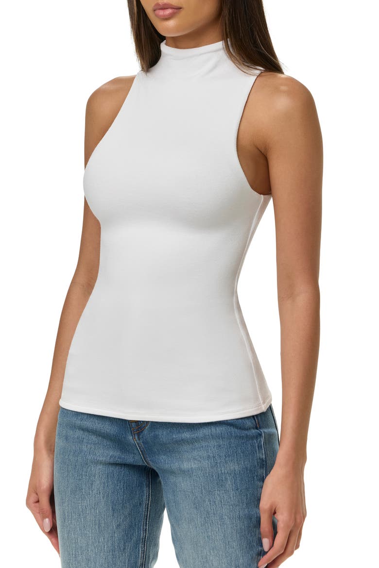 Sleeveless Mock Neck Top, Alternate, color, WHITE
