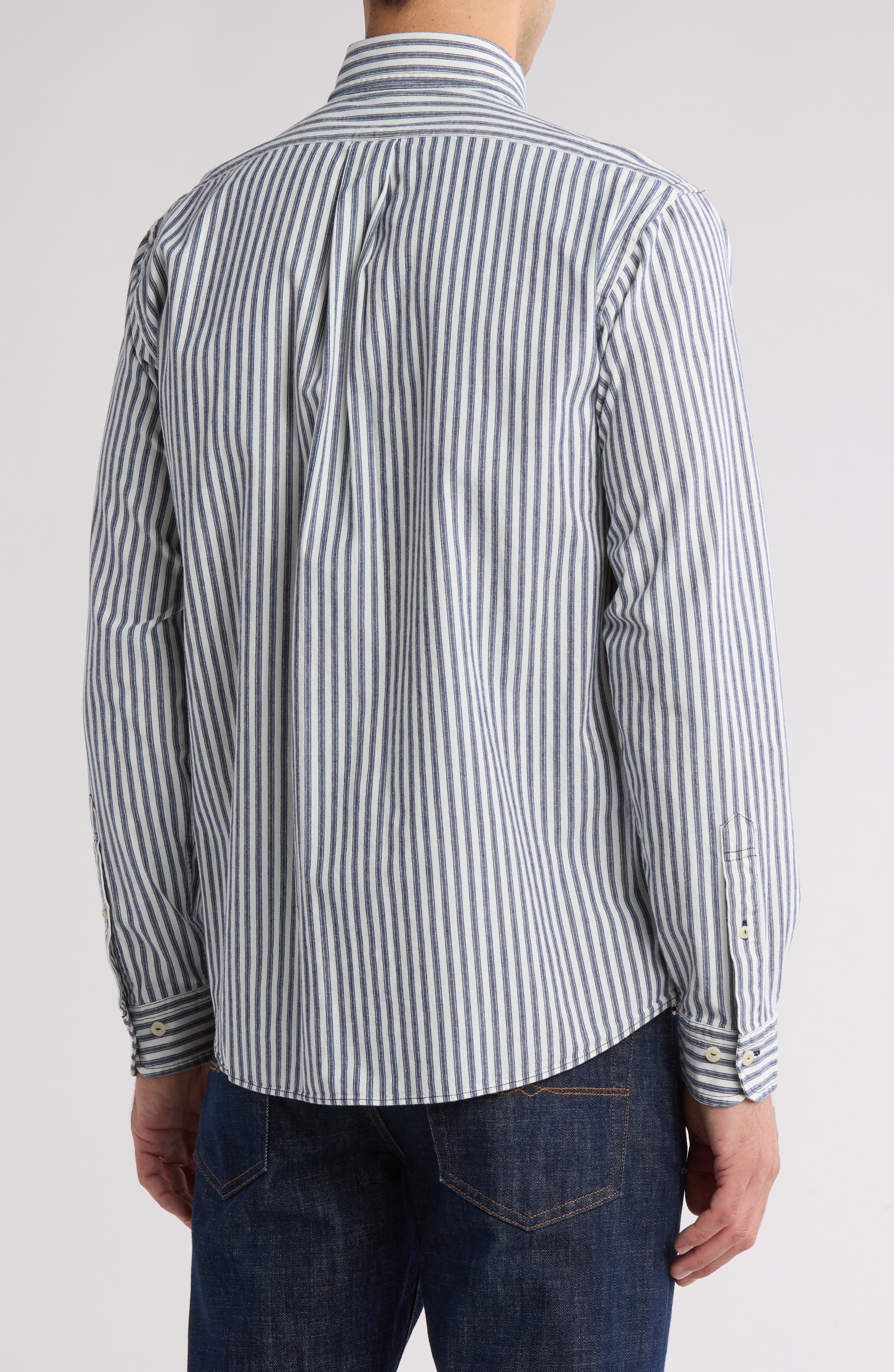 Yarn Dye Stripe Long Sleeve Button-Down Shirt - image 2