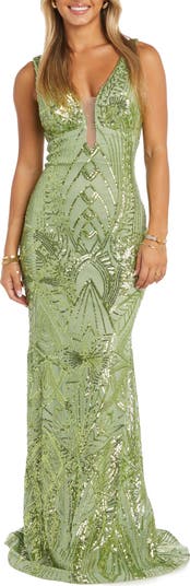 Sequin Embellished Column Gown