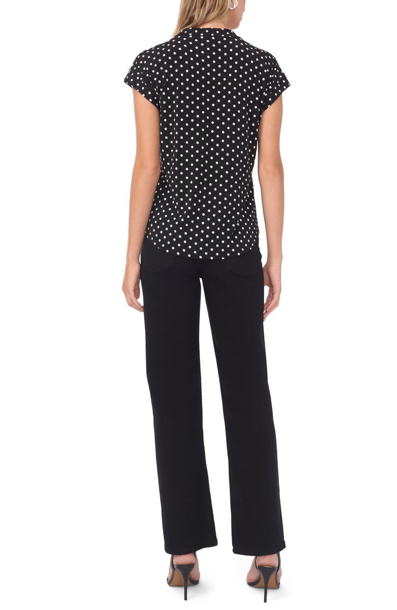 Vince Camuto V-Neck Dot Print Top, Alternate, color, Rich Black