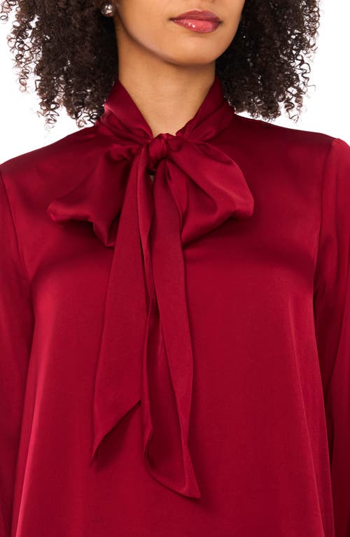Parker Neck Tie Long Sleeve Top In Red