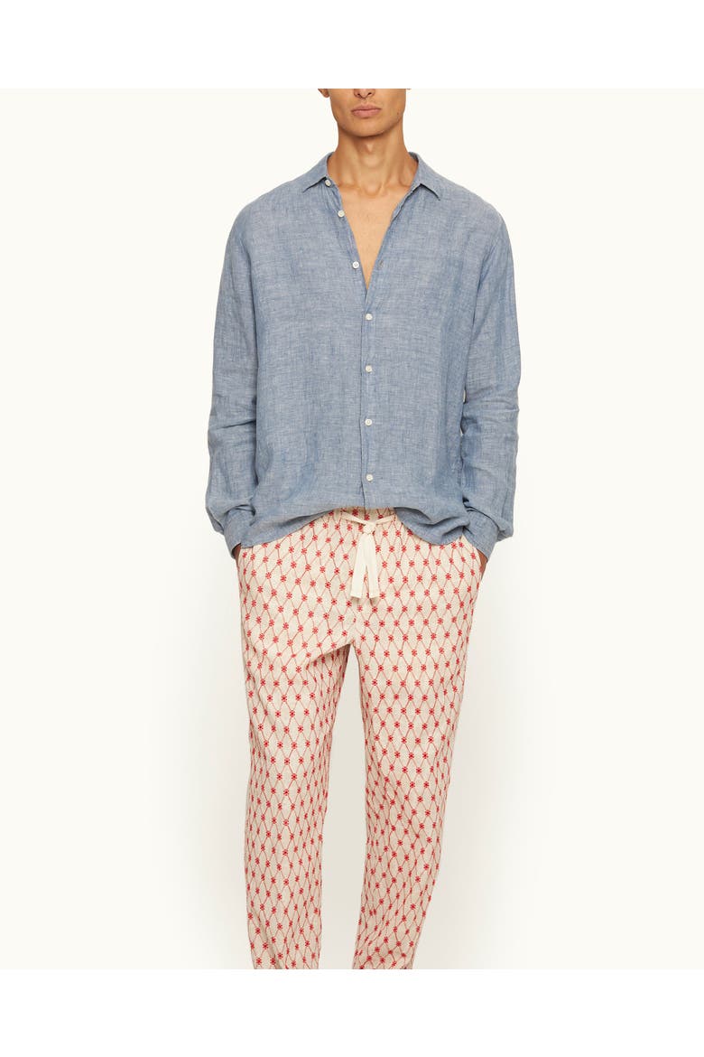 Justin Lino Classic-Fit Linen Shirt, Main, color, Light Bergamo Blue