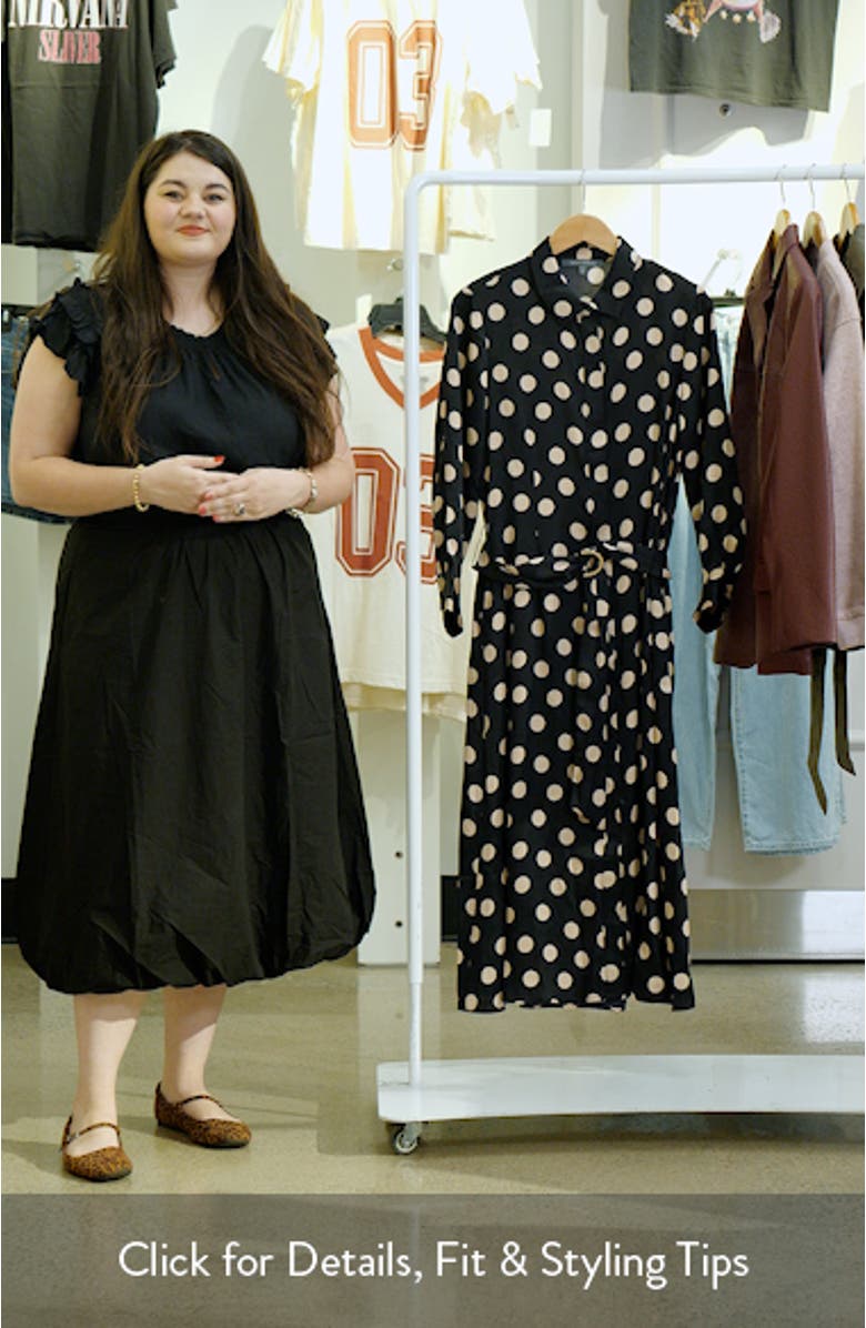 Polka Dot Long Sleeve Midi Shirtdress, sales video thumbnail