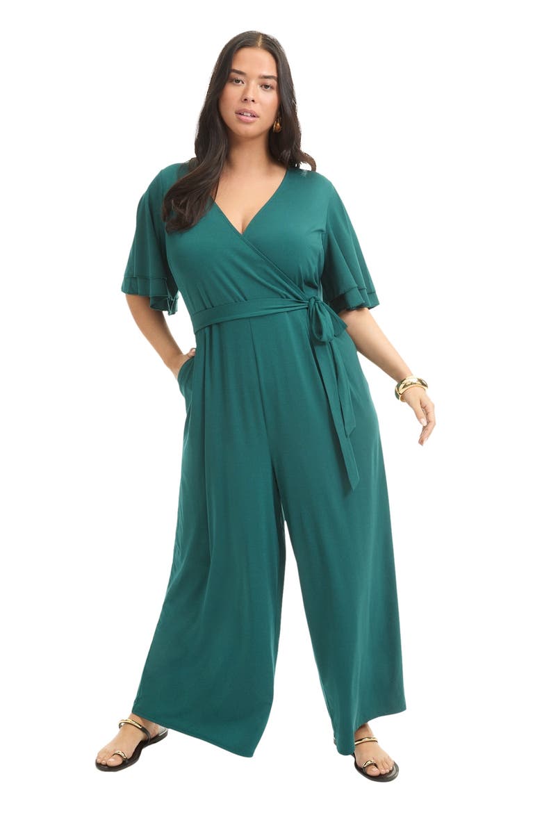 Wide Leg Jumpsuit, Main, color, DARK PINE GREEN