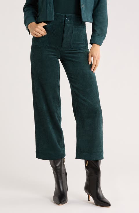 Wide Leg Cropped Corduroy Pants