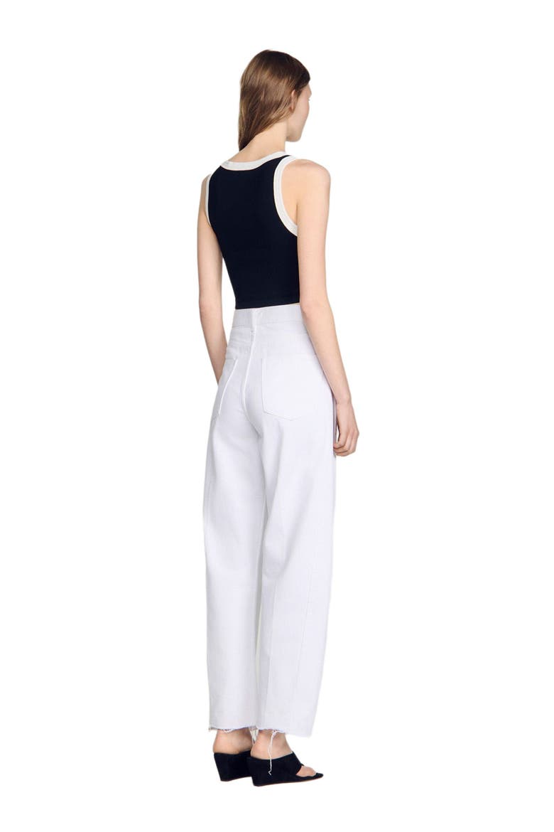 Two-tone cropped knit top, Alternate, color, Black