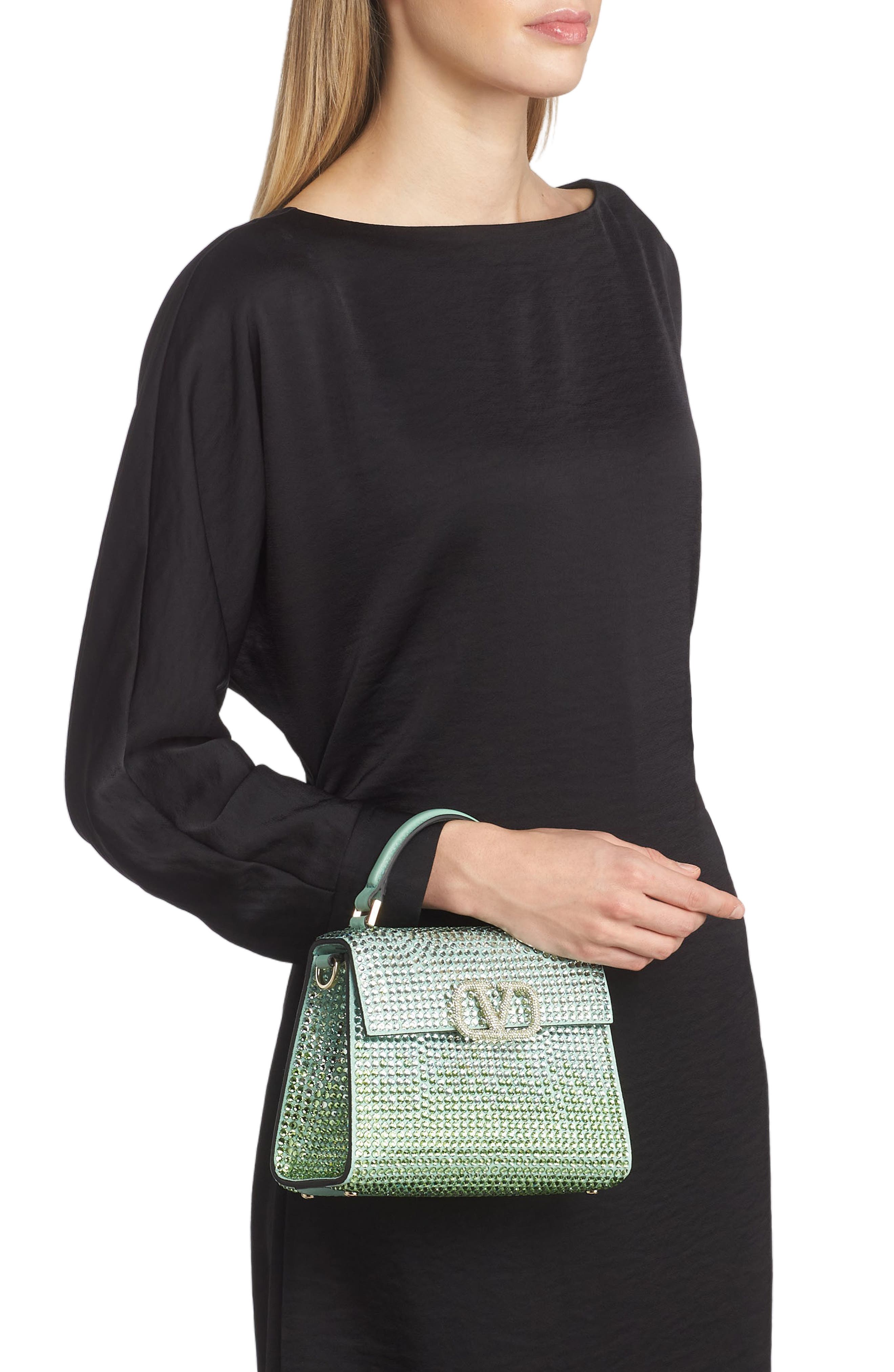Valentino Garavani Mini VSling Crystal Embellished Top Handle Bag, Alternate, color, 