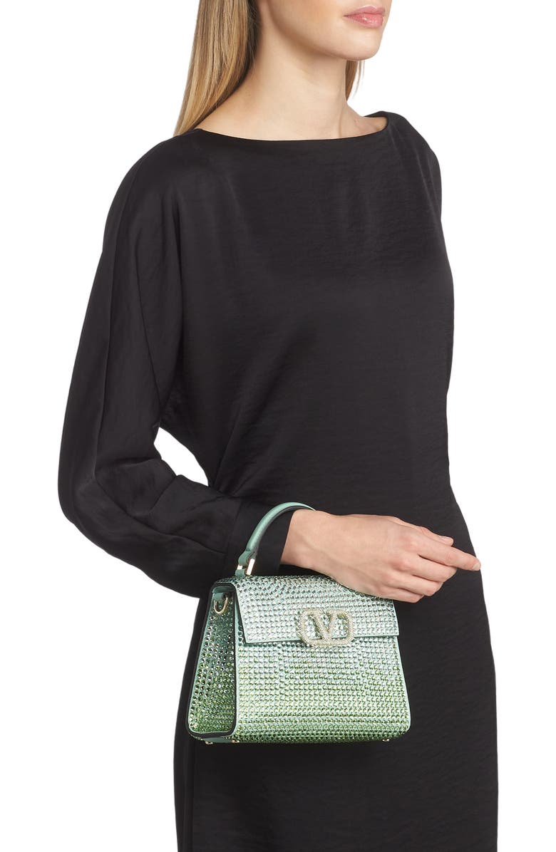 Valentino Garavani Mini VSling Crystal Embellished Top Handle Bag, Alternate, color,