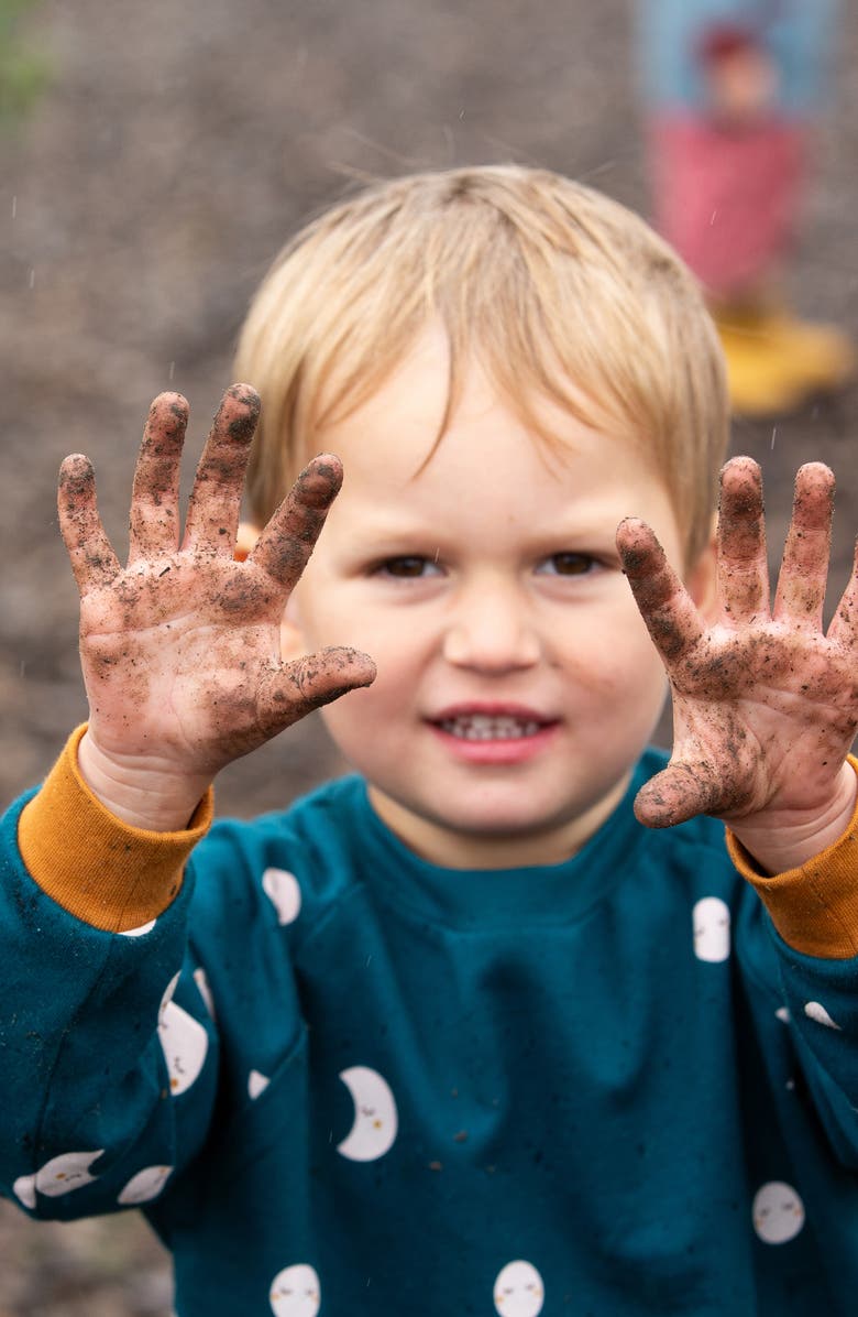 Little Green Radicals Print Organic Cotton Crewneck Sweatshirt, Alternate, color, Blue