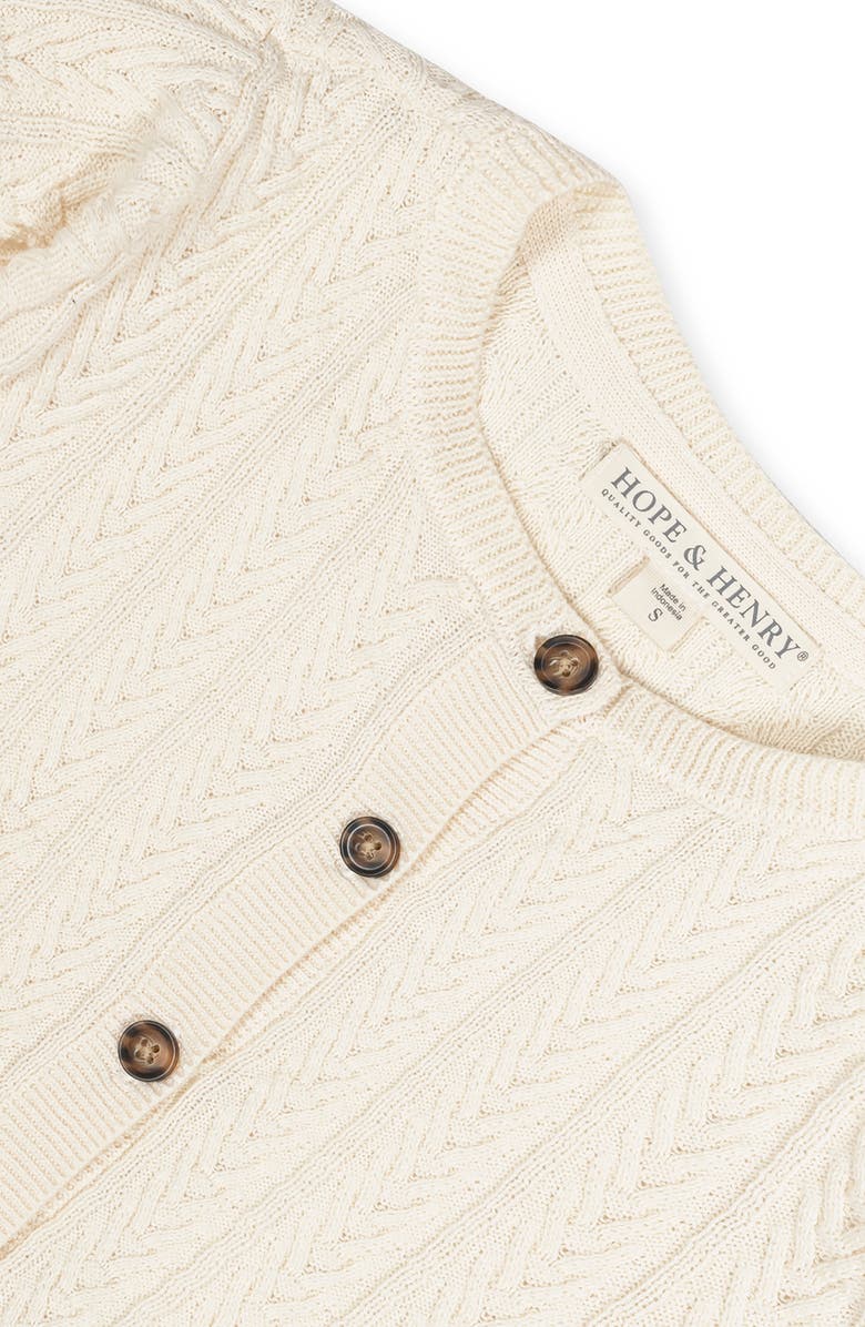 Hope & Henry Baby Girls' Organic Chevron Cable Cardigan, Infant, Alternate, color, Ivory Chevron Cable