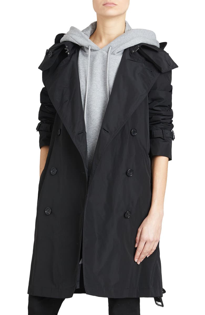 Burberry Amberford Taffeta Trench Coat with Detachable Hood, Alternate, color,