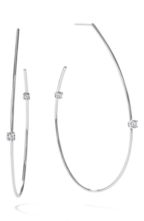 14K Gold Solo Diamond Teardrop Hoop Earrings