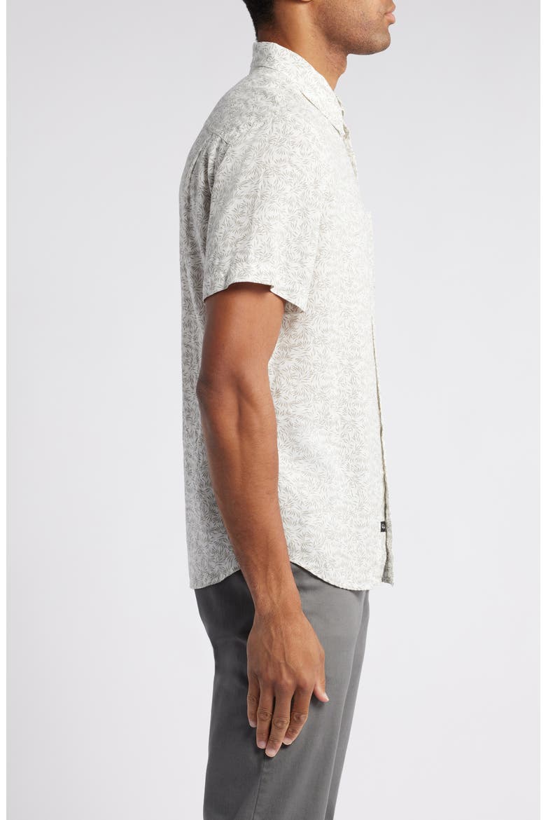 Carson Short Sleeve Linen Blend Button-Up Shirt, Alternate, color, CROP CIRCLE WHITE